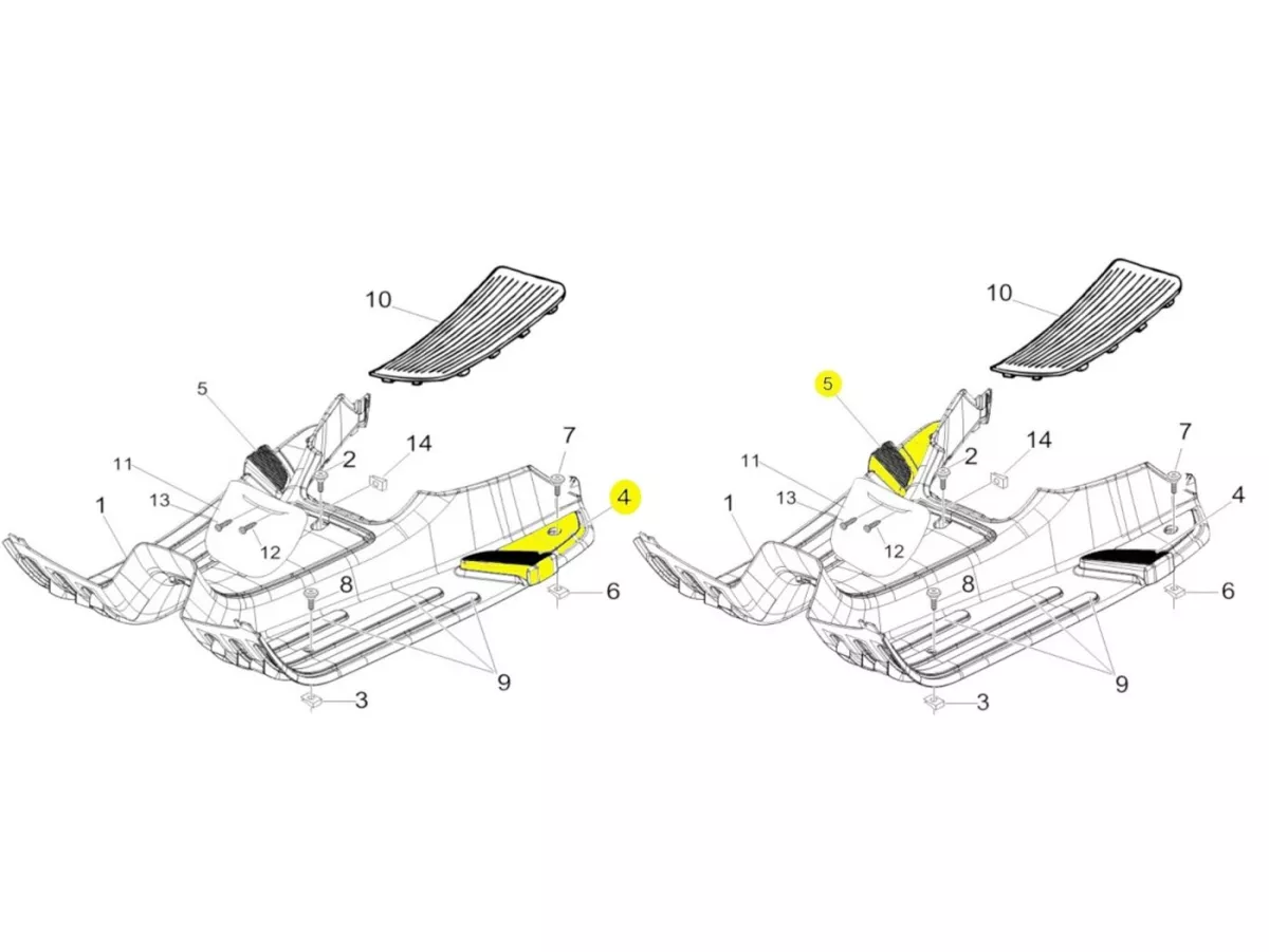 Pijakan kaki -PIAGGIO- Vespa LX (ZAPC38, ZAPM44, ZAPM68), Vespa LXV (ZAPC38, ZAPM44, ZAPM68), Vespa S (ZAPC38, ZAPM44, ZAPM68) -