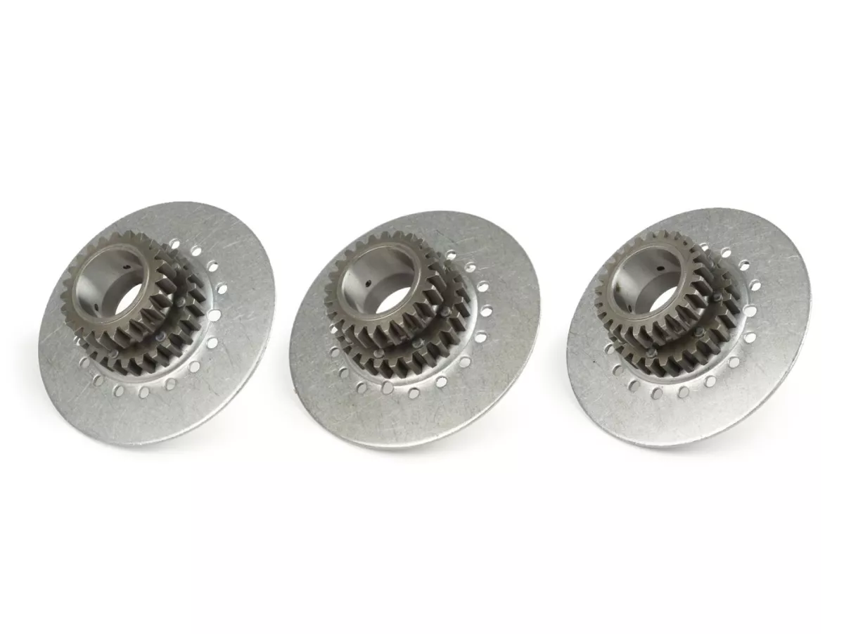 Piñón de embrague -DRT Vespa Tipo 7 muelles (Rally200, PX200, T5 125cc)- para rueda primaria DRT 62 dientes (dentado recto) -