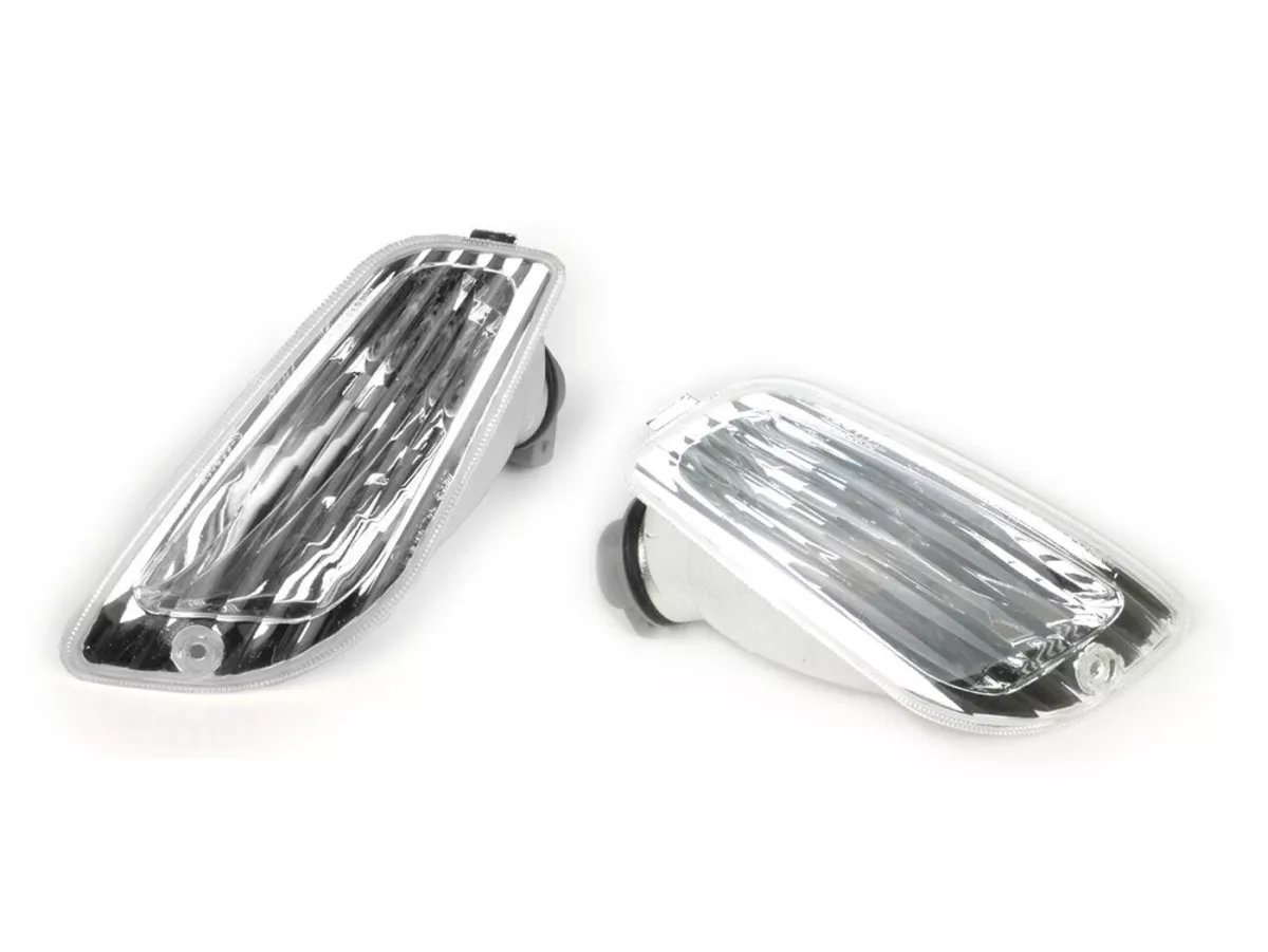 Blinkers -PIAGGIO Triom- Vespa LX, LXV, S - vit - klarglas - front,
