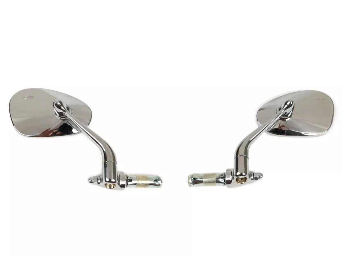 Mirror Handlebar Ends -BUMM- kidney shape, Ø 115x70mm, chrome, stem length 100mm -