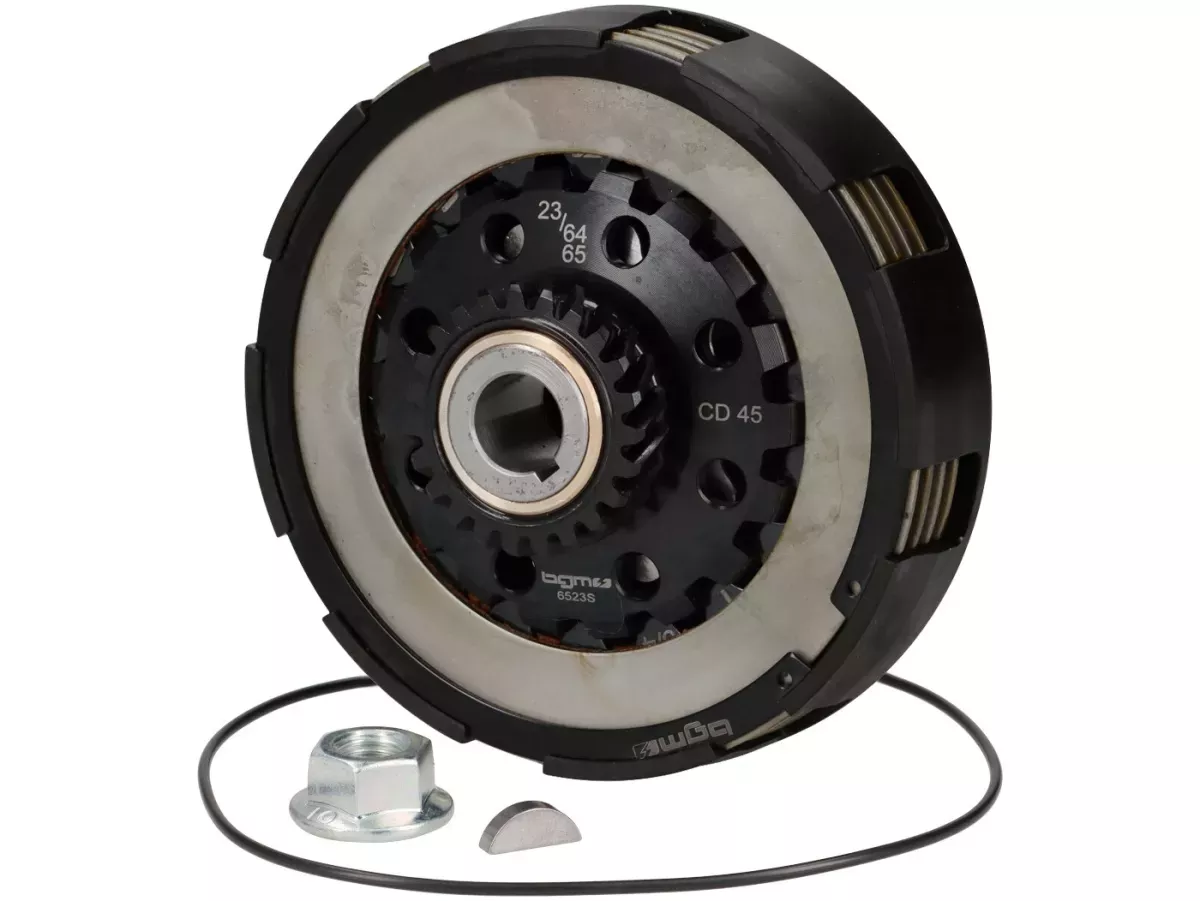 Embrayage -BGM PRO Superstrong Ultralube Touring STD - Revêtement Cosa2 (acier/liège)- pour roue primaire 64/65Z - Vespa PX80, PX125, PX150, T5 125cc, Cosa, Sprint150, Rally180, GT125/GTR125, TS125, GL150, Super125 (VNC1 à partir de Nr11001), Super150 -