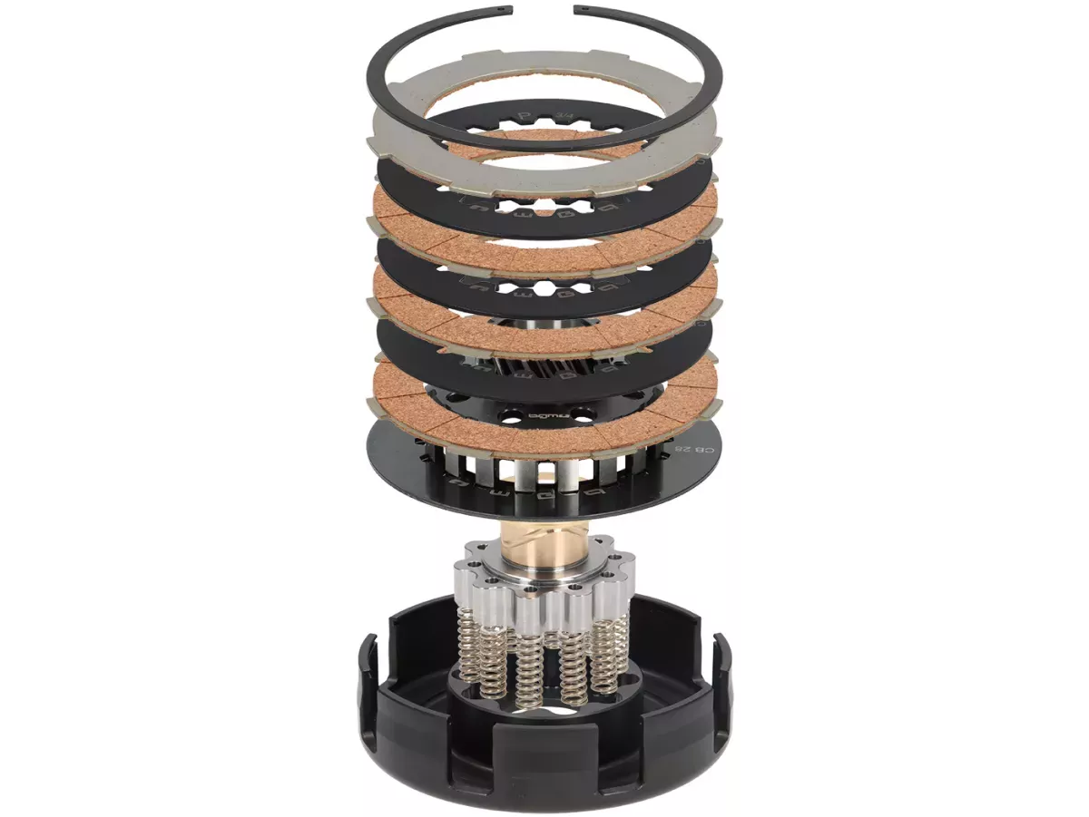 Embrayage -BGM PRO Superstrong Ultralube Touring STD - Revêtement Cosa2 (acier/liège)- pour roue primaire 64/65Z - Vespa PX80, PX125, PX150, T5 125cc, Cosa, Sprint150, Rally180, GT125/GTR125, TS125, GL150, Super125 (VNC1 à partir de Nr11001), Super150 -