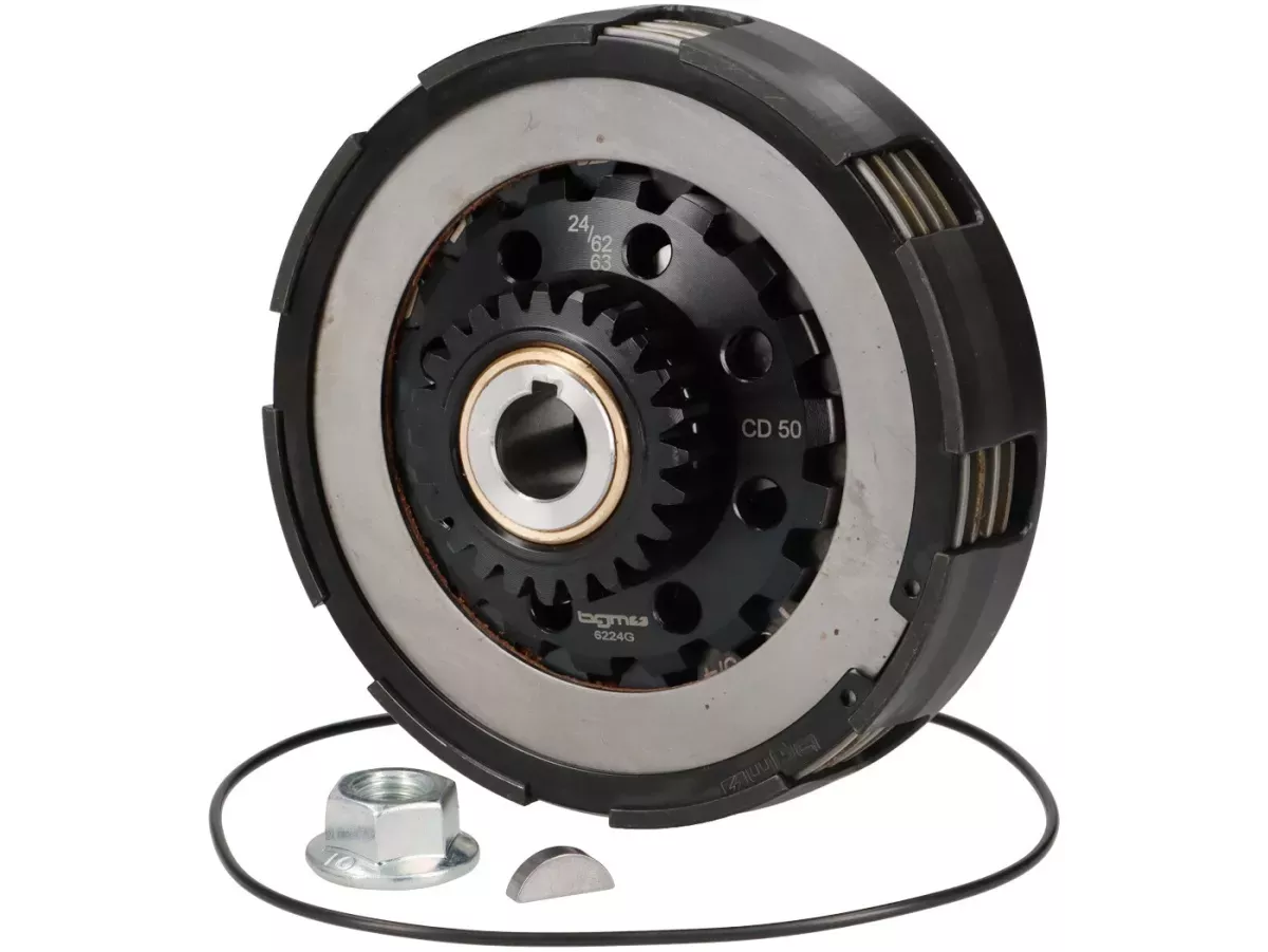 Kopling -BGM PRO Superstrong Ultralube Touring STD - lapisan Cosa2 (baja/gabus) - untuk roda utama BGM Pro 62/63Z (bergigi lurus) - Vespa PX80, PX125, PX150, T5 125cc, Cosa, Sprint150, Rally180, GT125/GTR125, TS125, GL150, Super125 (VNC1 dari Nr11001), Su