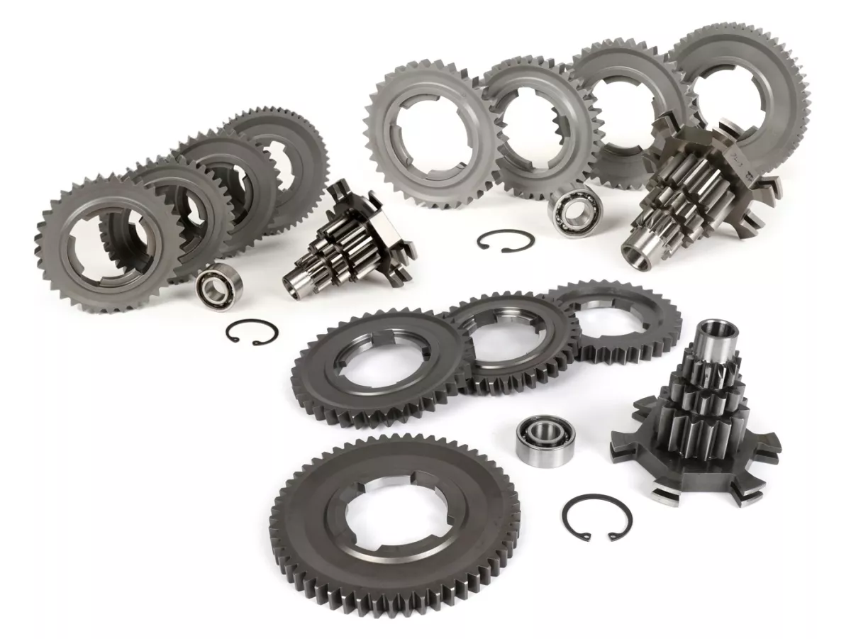 Versnellingsbak (tandwielen + hulpas) -BENELLI type GPX- Vespa PX125, PX150, PX200, T5 125cc, Cosa - Vespa PX125, PX150, PX200, T5 125cc.
