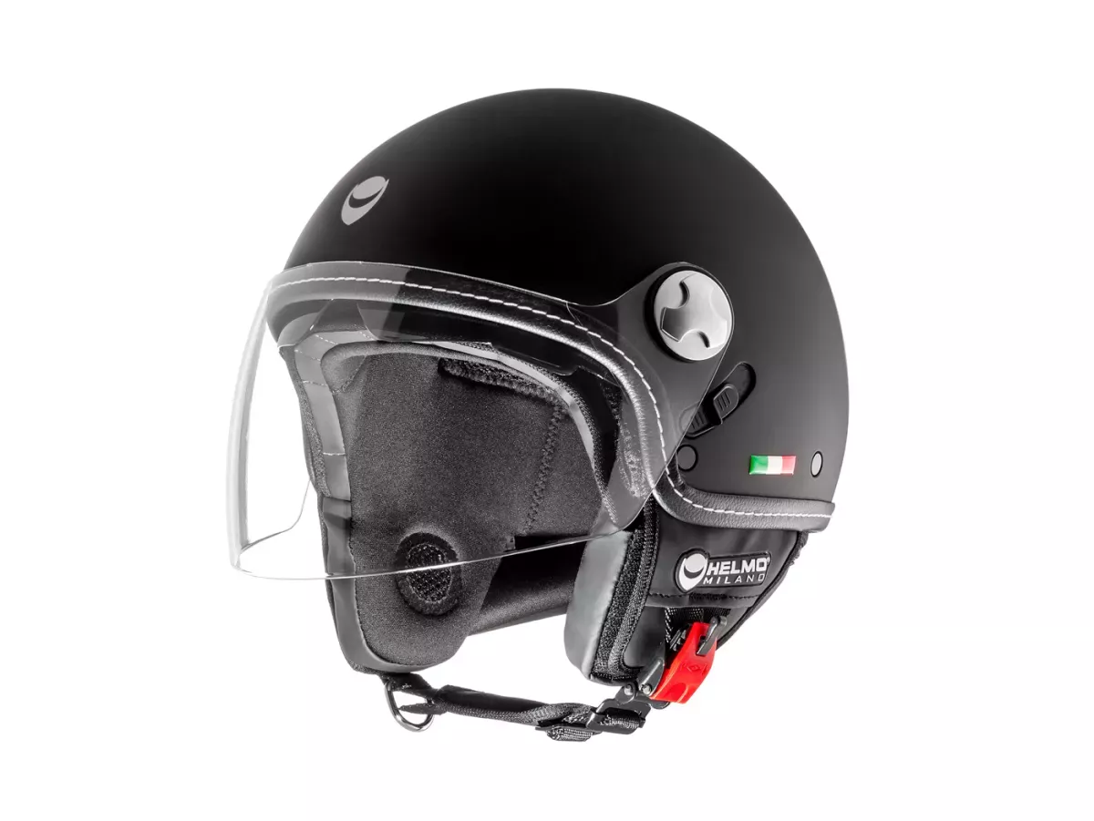 Casco -HELMO MILANO- Demi Jet, Eos, gomma nera -