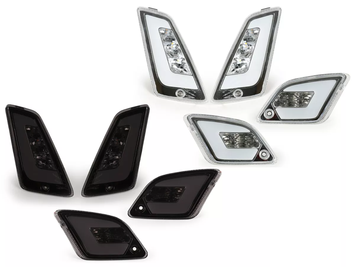 Set indicatori di direzione anteriori+posteriori -POWER 1 LED (fino al 2014) Luce di marcia diurna anteriore + luce di posizione posteriore (E-mark)- Vespa GT, GTL, GTV, GTS 125-300 -