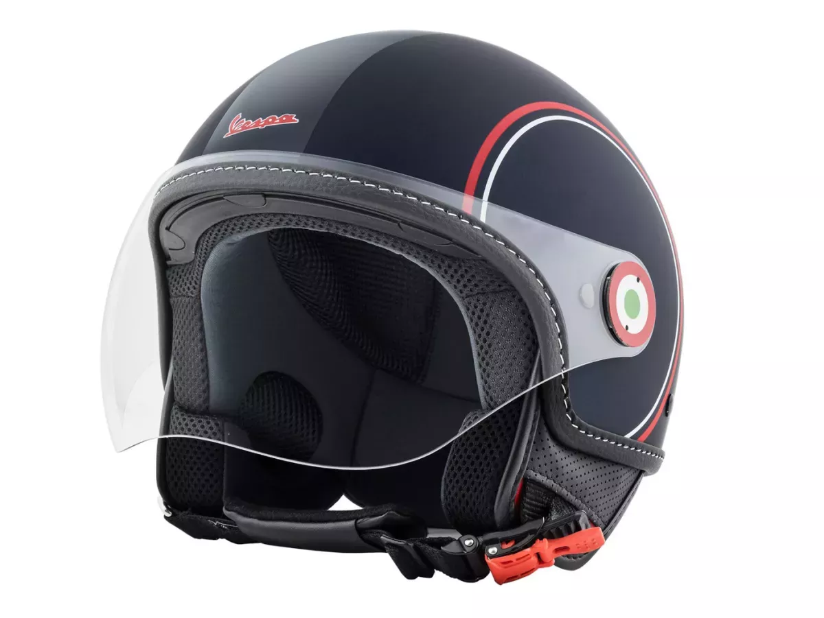 Helm -VESPA Jethelm Modernist- ABS- blau rot weiß