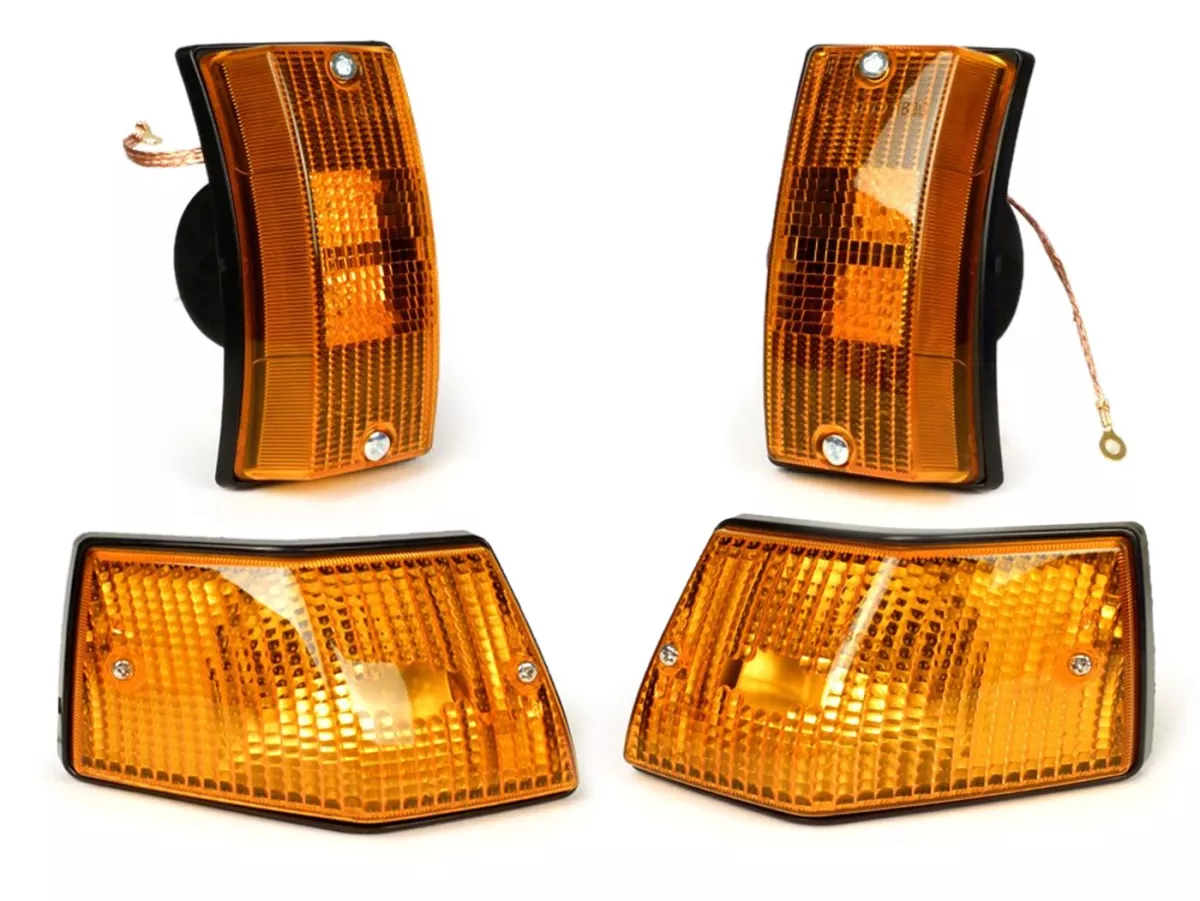Clignotants -SIEM- Vespa PX80, PX125, PX150, PX200, T5 125cc - Boîtier Noir - Verres Orange - -
