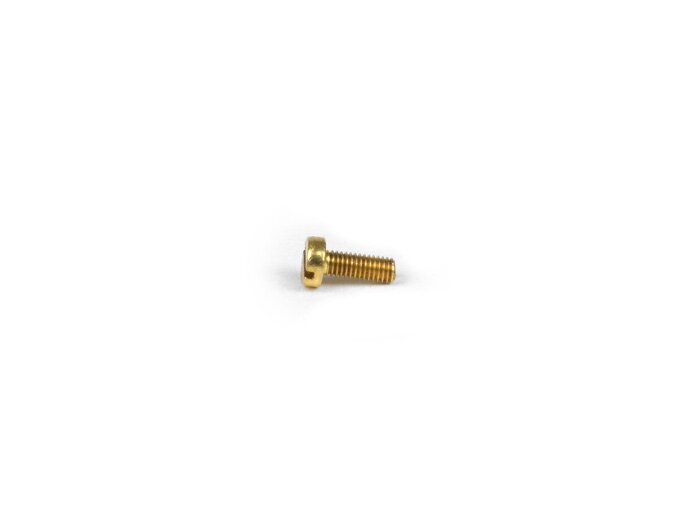 Screw junction box M3 x 8mm slotted -PIAGGIO- Vespa Smallframe V50, PV125, Wideframe VM1, VM2, VNB1, VNB2, Super, GS150 VS1-5, Sprint, GT, GTR, GL, SS180, Rally180 - brass