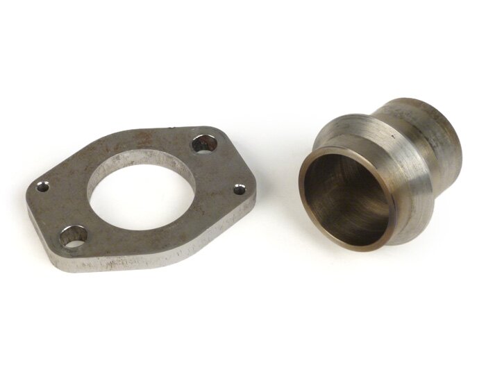 Adaptor knalpot -BGM- Vespa T5 125cc (flens / nosel knalpot lengkap untuk digunakan dengan sistem knalpot PX80, PX125, PX150 pada mesin T5)