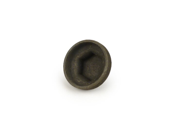Tappo di bloccaggio - dado cuscinetto ruota anteriore -Vespa 125 V1-V15, V30-33, VM1-2, VN1, VN2, VNA1-2, VNB1-4, VNB5 (-026920) , 150 VL1-3, VB1, VBA1, VBB1, VBB2 (-212455), VLA1 (-67468), VGL1, VGLA1, VGLB1, Motovespa (1959-1964) 125N, 125S, 150S
