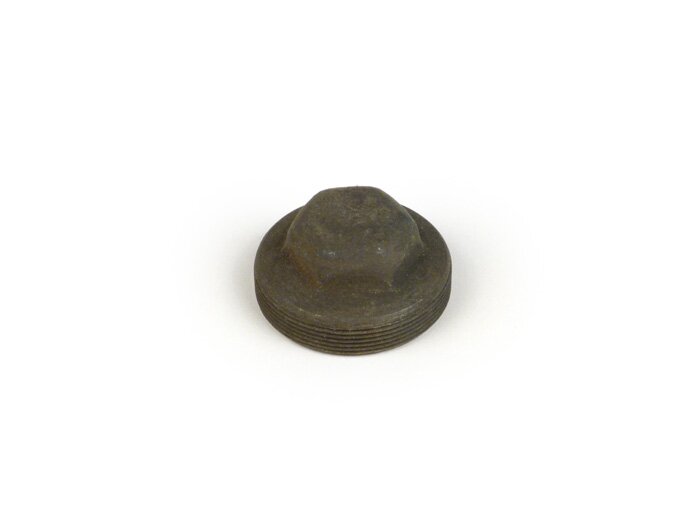 Tappo di bloccaggio - dado cuscinetto ruota anteriore -Vespa 125 V1-V15, V30-33, VM1-2, VN1, VN2, VNA1-2, VNB1-4, VNB5 (-026920) , 150 VL1-3, VB1, VBA1, VBB1, VBB2 (-212455), VLA1 (-67468), VGL1, VGLA1, VGLB1, Motovespa (1959-1964) 125N, 125S, 150S