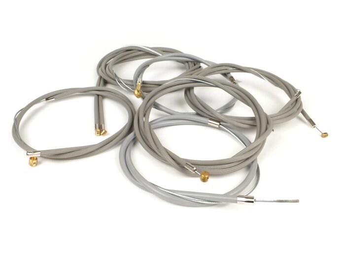 Juego de trenes - CALIDAD OEM, vintage - Vespa PX (1978-1984), Rally, Sprint, GS160 / GS4, SS180, VNA, VNB, VBA, VBB, Super, PTFE - gris cruzado