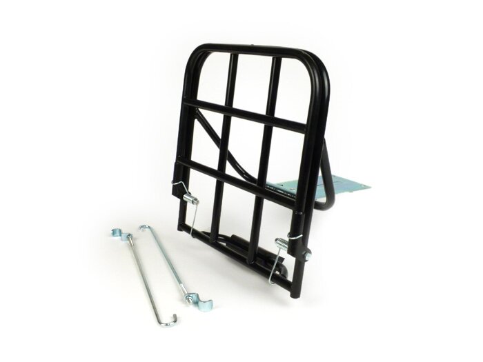 Rear rack, fold down -AMS CUPPINI 230x250mm- Vespa Rally180 (VSD1T), Rally200 (VSE1T), Sprint150 (VLB1T), TS125 (VNL3T), GTR125 (VNL2T) - black
