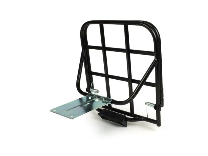 Rear rack, fold down -AMS CUPPINI 230x250mm- Vespa Rally180 (VSD1T), Rally200 (VSE1T), Sprint150 (VLB1T), TS125 (VNL3T), GTR125 (VNL2T) - black