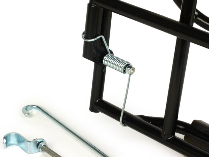 Rear rack, fold down -AMS CUPPINI 230x250mm- Vespa Rally180 (VSD1T), Rally200 (VSE1T), Sprint150 (VLB1T), TS125 (VNL3T), GTR125 (VNL2T) - black