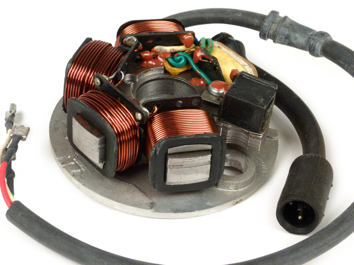 Ignition -AEL stator- Vespa PK XL, Ape 50 - 5 coils, 6-cable (round plug with 3-pin) - for vehicles without battery