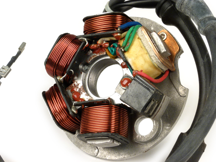 Ignition -AEL stator- Vespa PK XL, Ape 50 - 5 coils, 6-cable (round plug with 3-pin) - for vehicles without battery