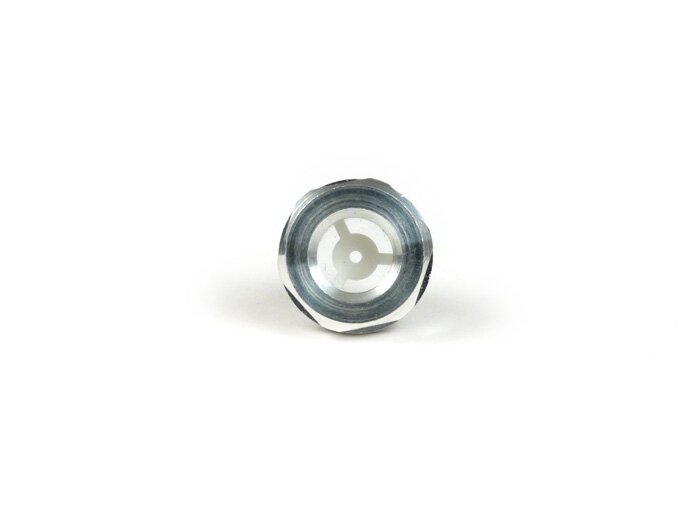 Oil level plug aluminium -GANTER-GRIFF- Lambretta LI, LIS, SX, TV (series 2-3), DL, GP, J, Lui - with oil gauge-glass and gasket