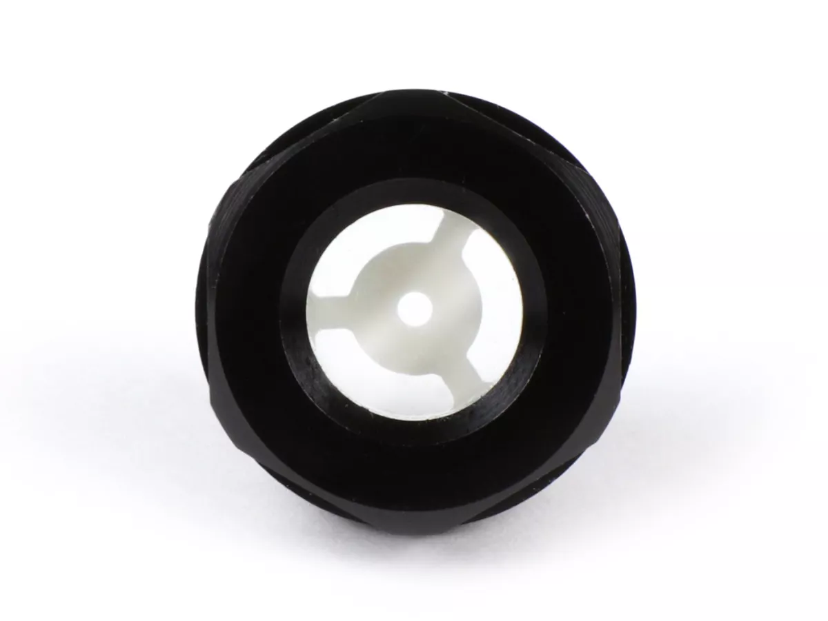 Oil level plug aluminum -GANTER-GRIFF, Black Line- Lambretta LI, LIS, SX, TV (series 2-3), DL, GP, J, Lui - with sight glass and seal