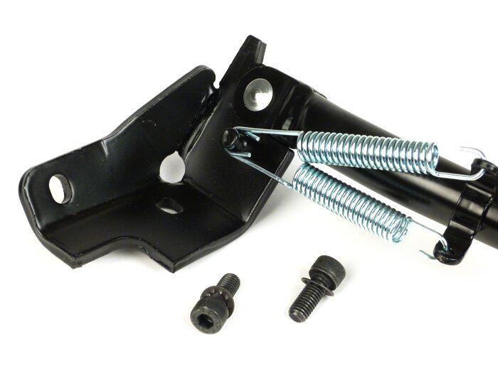 Side stand -BUZZETTI-  Vespa Primavera 50 (ZAPC53100, ZAPC53200), Vespa Primavera 125 (ZAPM81100), Vespa Primavera 150 (ZAPM81200) - black - vehicles with 11 inch tyres (-2018)