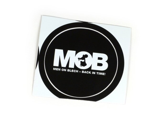 Sticker -Ø 95mm- „ MOB - Men on Blech - back in time“