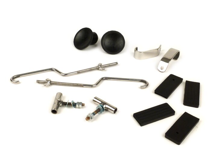 Kit riparazione portapacchi anteriore pieghevole -MOTO NOSTRA- Vespa Smallframe V50, PV125, ET3, Vespa Largeframe Rally180, Rally200, Sprint150, TS125, GT125, GTR125 - acciaio inox