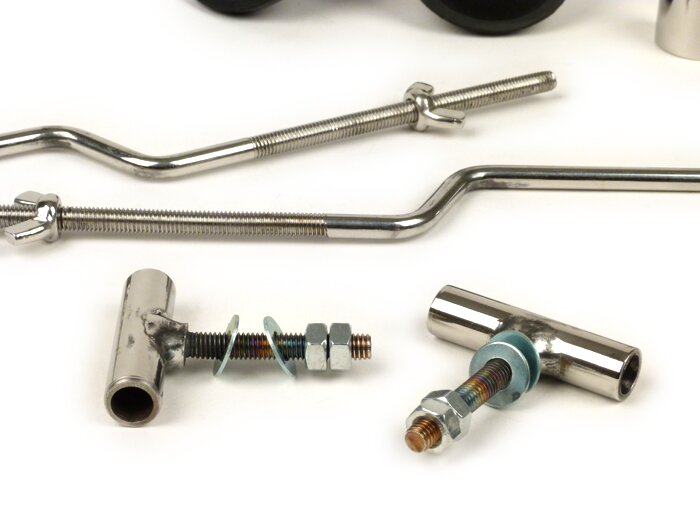 Kit riparazione portapacchi anteriore pieghevole -MOTO NOSTRA- Vespa Smallframe V50, PV125, ET3, Vespa Largeframe Rally180, Rally200, Sprint150, TS125, GT125, GTR125 - acciaio inox