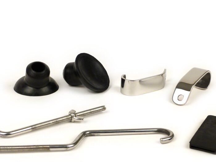 Kit riparazione portapacchi anteriore pieghevole -MOTO NOSTRA- Vespa Smallframe V50, PV125, ET3, Vespa Largeframe Rally180, Rally200, Sprint150, TS125, GT125, GTR125 - acciaio inox