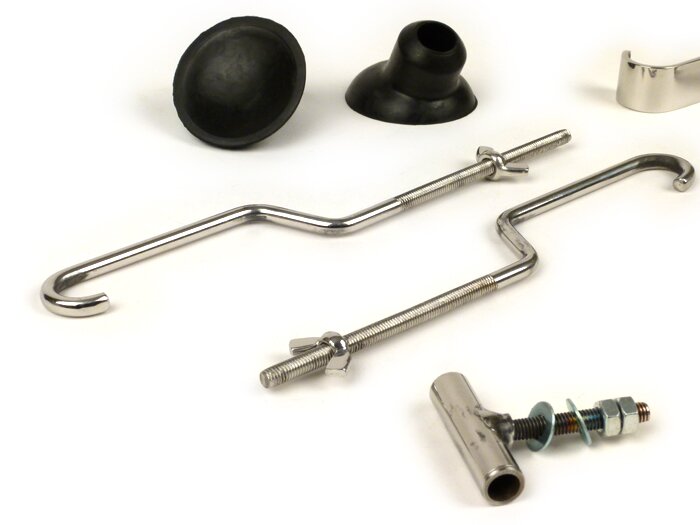 Kit riparazione portapacchi anteriore pieghevole -MOTO NOSTRA- Vespa Smallframe V50, PV125, ET3, Vespa Largeframe Rally180, Rally200, Sprint150, TS125, GT125, GTR125 - acciaio inox