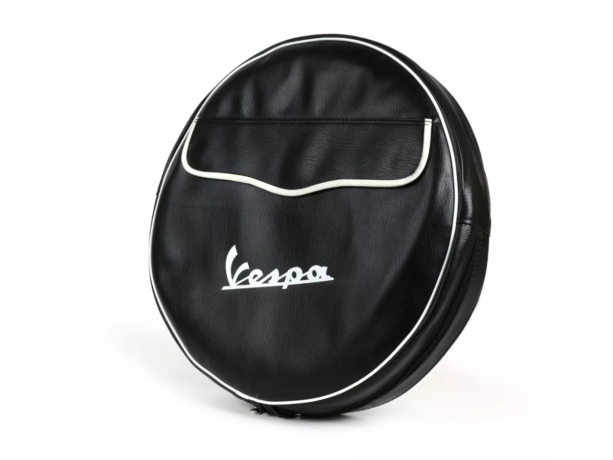 Copriruota di scorta -IMPORT- Vespa 3.50 - 10 - nero, con tasca, bordino bianco
