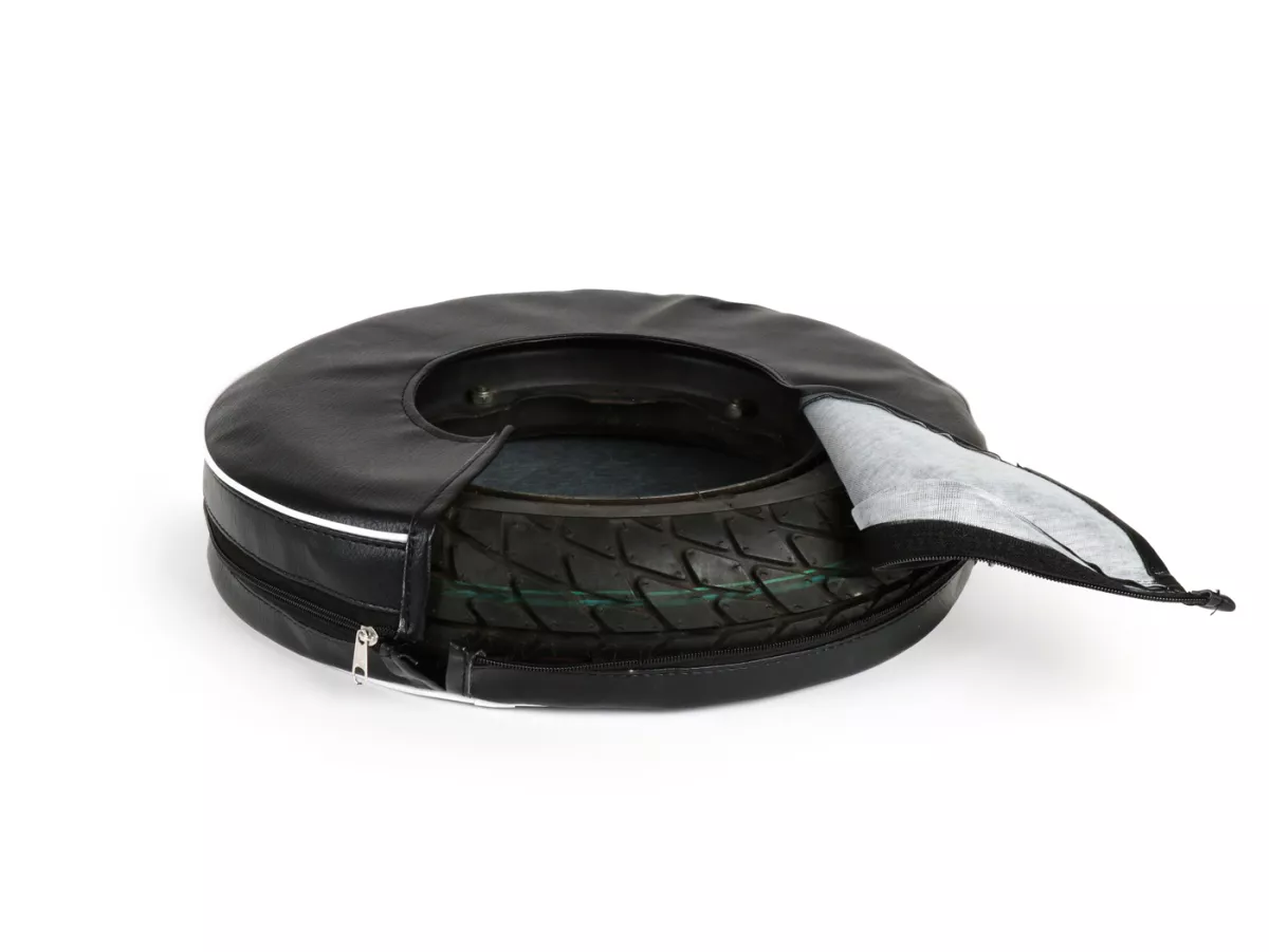 Copriruota di scorta -IMPORT- Vespa 3.50 - 10 - nero, con tasca, bordino bianco