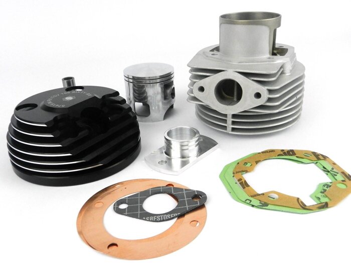 Cilinder -PARMAKIT TSV66 'zesenzestig' 195cc 3 poort, 57mm slag, 110mm drijfstang, Ø16mm zuigerpen - Vespa PX125, PX150, Cosa125, Cosa150, LML Star 125/150, Stella 125/150