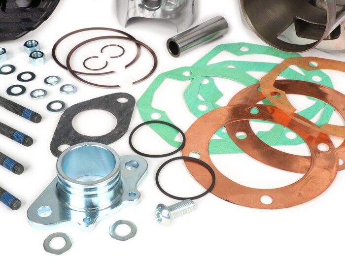 Cilinder -PARMAKIT TSV66 'zesenzestig' 205cc 3 poort, 60mm slag, 110mm drijfstang, Ø16mm pistonpen - Vespa PX125, PX150, Cosa125, Cosa150, LML Star 125/150, Stella 125/150