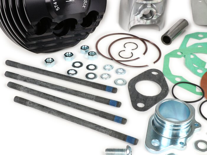 Cilinder -PARMAKIT TSV66 'zesenzestig' 205cc 3 poort, 60mm slag, 110mm drijfstang, Ø16mm pistonpen - Vespa PX125, PX150, Cosa125, Cosa150, LML Star 125/150, Stella 125/150