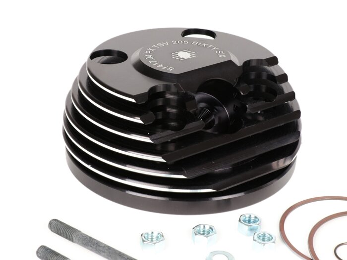 Cilinder -PARMAKIT TSV66 'zesenzestig' 205cc 3 poort, 60mm slag, 110mm drijfstang, Ø16mm pistonpen - Vespa PX125, PX150, Cosa125, Cosa150, LML Star 125/150, Stella 125/150