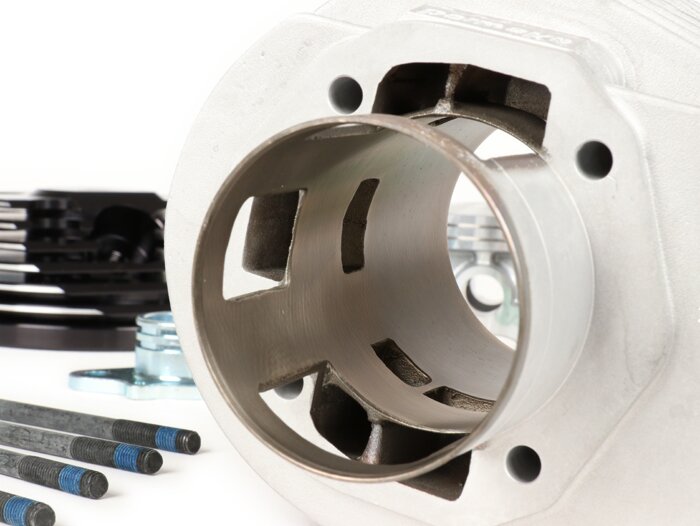 Cilinder -PARMAKIT TSV66 'zesenzestig' 205cc 3 poort, 60mm slag, 110mm drijfstang, Ø16mm pistonpen - Vespa PX125, PX150, Cosa125, Cosa150, LML Star 125/150, Stella 125/150