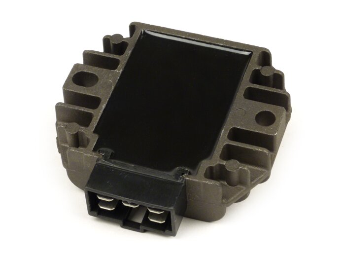 Regulator tegangan -KUALITAS OEM- 5-pin 12V termasuk relai flasher- Vespa ET4 (ZAPM19), LX125-150, LXV125-150, S125-150, Primavera125-150, Sprint125-150, GT125-300, GTS125-300, GTV125-300, GTL125-200, Piaggio 50 ccm Purejet 2-tak (model injeksi), 125-2