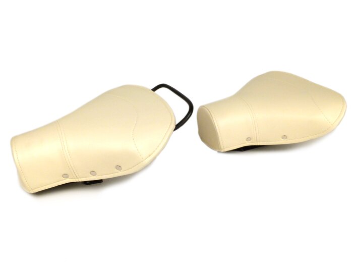 Saddle set -OEM QUALITY front and rear- large frame - with rivest on the side - creme