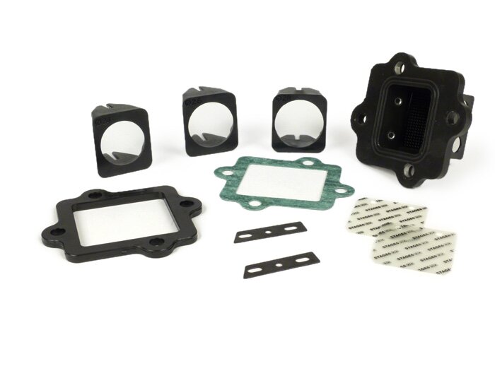 Membranblock -Stage6- R/T FKM - Minarelli 50-100 ccm (horizontal), Suzuki/Aprilia 50 ccm, CPI, Keeway, Sachs, Lambretta LTH Membran Ansaugstutzen V3.0