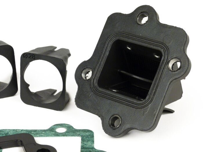 Membranblock -Stage6- R/T FKM - Minarelli 50-100 ccm (horizontal), Suzuki/Aprilia 50 ccm, CPI, Keeway, Sachs, Lambretta LTH Membran Ansaugstutzen V3.0