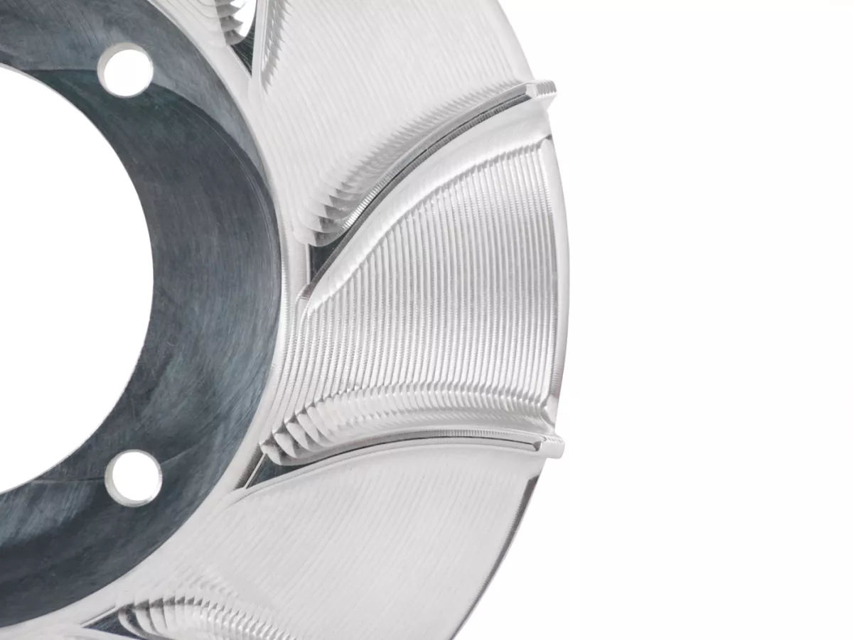 Waaier - Ventilatorwiel - Ventilatorbeschermkap -MMW Aluminium CNC voor Vespatronic- Vespa PX, Cosa, Rally, Sprint, GT, GTR, Super