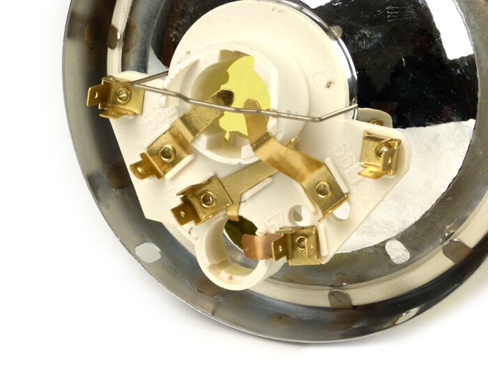 Strålkastare -BOSATTA Ø=115/120mm (glas/utsida)- Vespa VNB3T till VNB6T, VBA1T, VBB1T till VBB2T, GS150 / GS3 (VS4T till VS5T), GS160 / GS4 (VSB1T) - gult plastglas, inkl. trimring