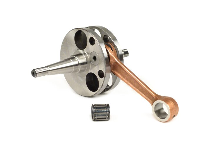 Crankshaft -STOFFI direct intake, full circle web, stroke=57mm, reinforced conrod=110mm, conrod pin Ø=18mm, gudgeon pin  Ø=15mm (needle bearing), conrod small end width 13mm- Vespa 150cc VB1T, VGL1T, VL1, VL2, VL4