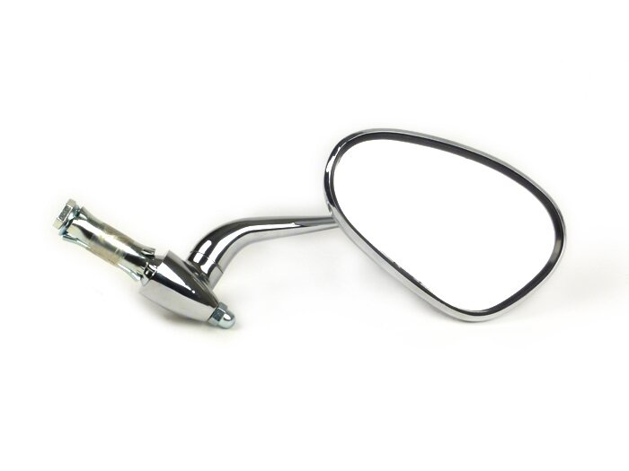 Mirror Handlebar Ends -BUMM- kidney shape, Ø 115x70mm, chrome, stem length 100mm - rechts