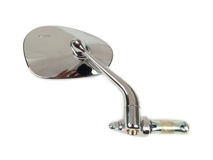 Mirror Handlebar Ends -BUMM- kidney shape, Ø 115x70mm, chrome, stem length 100mm - rechts