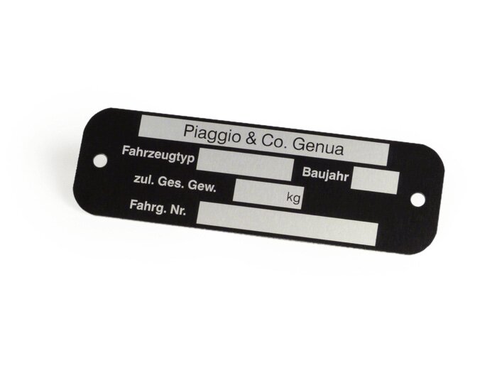 Jenis pelat -KUALITAS OEM- Vespa Piaggio & Co Genoa (80x25x0,5mm) - persegi