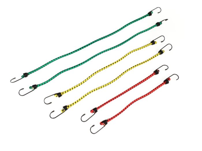 Expander, spanrubberset - spanrubberset -SCOOTERCENTER- 2x 30cm, 2x45cm, 2x 30cm, 2x45cm, 2x 60cm, met haak, universeel voor bagagedrager en bagagebeugel