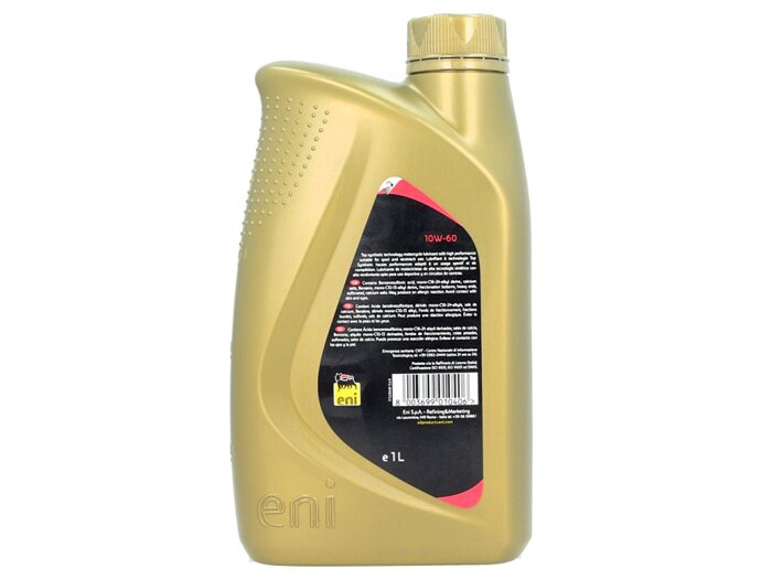 Aceite - Aceite de motor -ENI (AGIP) I-Ride PG- 4 tiempos SAE 10W-60 sintético - 1000ml - Recomendación Eni para Vespa GT/GTS/GTV125-300, LX/LXV125-150