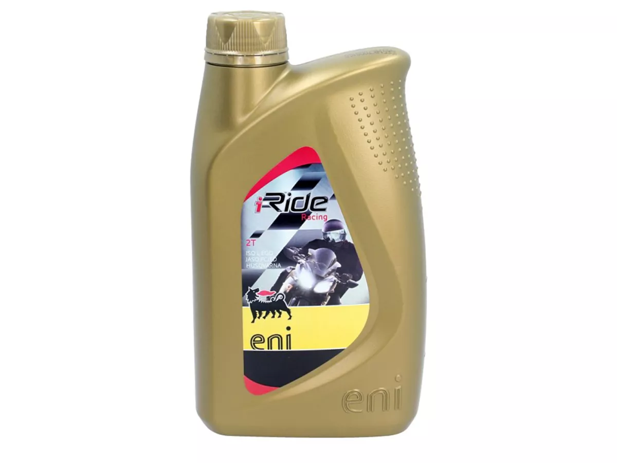 Aceite -ENI (AGIP) I-Ride Racing- 2 tiempos sintético - 1000ml - también para inyectores de combustible / Purejet / Di-Tech / catalizador